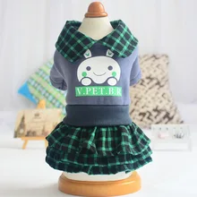 Princess Pet Dress Autumn Winter Dogs Clothes Warm Green Plaid Multilayer Cake Skirt for Dogs Chihuahua Dresses Puppy Clothing