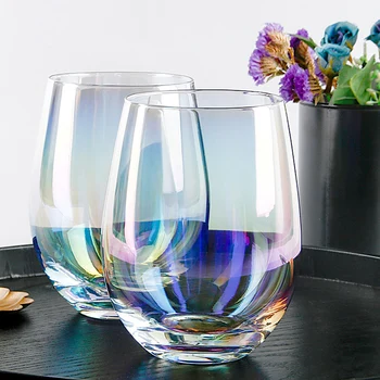 

2 Pcs/lot fashion egg shaped multicolor cool home morning water glass high quality transparent office water glass cups GLA-95