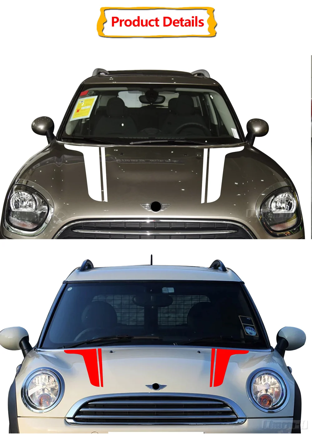 Car Styling Hood Decal Bonnet Stripe Vinyl Stickers for Mini Cooper Countryman Clubman Paceman Coupe R60 R56 R57 F55 F56 F60 R55