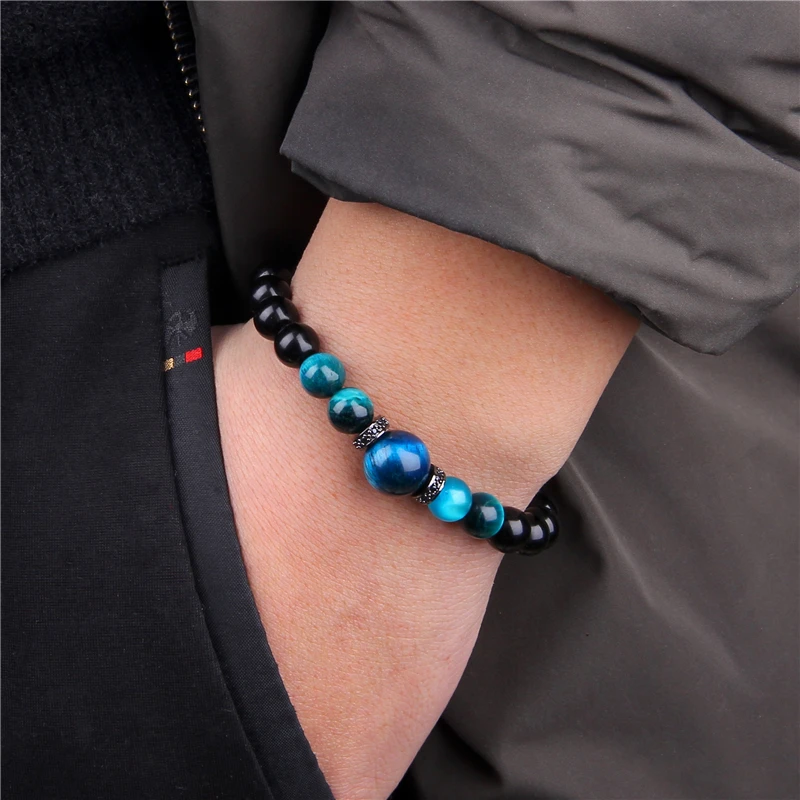 Beaded Bracelet Stone Bead Bracelet Natural Stone Bracelet Natural Stone Men Bracelets Tiger Eye Onyx Beads