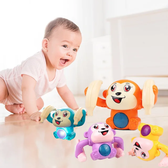 Electric Baby Toys Tumbling Rolling Monkey Light Music Puzzle Voice Control Cartoon Kids Toys Early Educational Toys Infant Gift 1