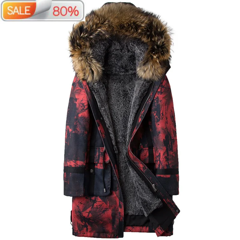 

Winter Jacket Men Real Parka Homme Rex Rabbit Liner Long Coat Raccoon Fur Collar Plus Size Parkas A5A52 B21553
