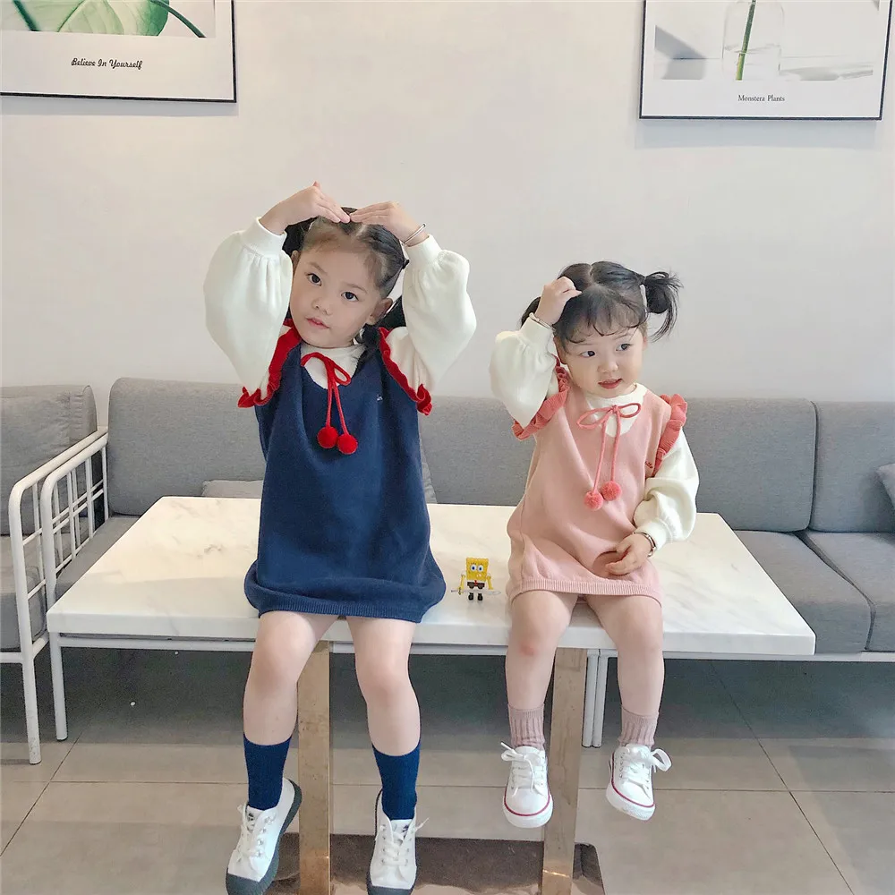 Tonytaobaby/осенне-зимняя одежда; Новая детская одежда; хлопковый свитер в школьном стиле; свитер для маленьких девочек