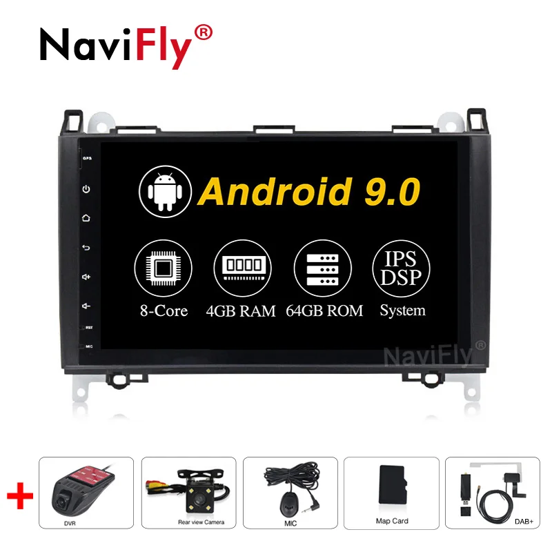 NaviFly android9.0 ips/DSP 9 дюймов экран DAB+ Автомобильный Mtleimedia плеер для Mercedes/Benz/Sprinter/B200/b-класс/W245/B170/W169 - Цвет: PX5