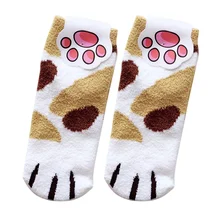Милые Плюшевые Пушистые флисовые мягкие домашние носки-тапочки для женщин и девочек с когтями кошки; Сезон Зима; TY53