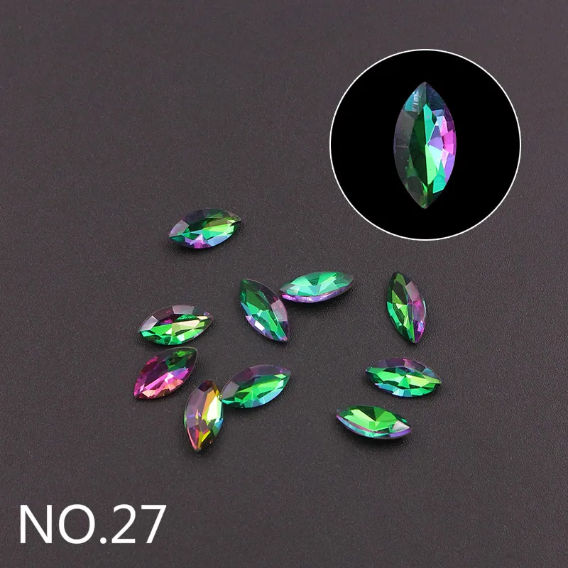 NO.27 Flame 30 дизайнов, 10 шт., супер блестящий кристалл, камни для ногтей, овальные капли, алмазные блестящие камни, Стразы для ногтей, набор/набор, маникюрные наконечники - Цвет: NO.27 Flame