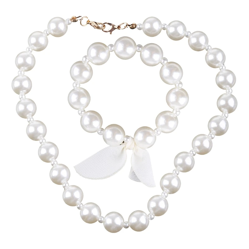 Children Jewelry Set 1 Set Children Accessories Girls Jewelry Artificial Pearl Necklace Bracelet Set Kids Little Girl Princess Decorations