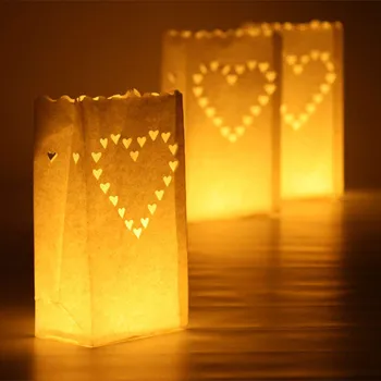 20 pz/lotto A Forma di Cuore Tè Titolare Luce Luminaria Lanterna di Carta Della Candela Sacchetto Per La Festa Di Natale All'aperto Decorazione di Cerimonia Nuziale Nuovo 1