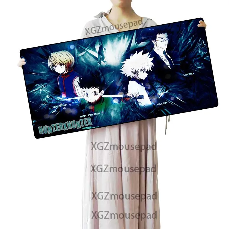 XGZ Anime Hunter HD Large Gaming Computer Desk Mat Black Lock Edge Custom Mouse Pad Natural Rubber