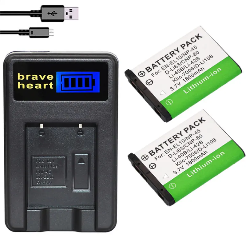 Аккумуляторы LI40B LI42B 2x зарядное устройство с жк дисплеем и USB для Olympus Nikon EL10 ENEL10 Pentax