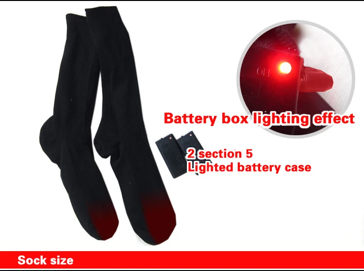 Зимние электрические носки с батарейным боксом, теплые носки, мужские носки из чистого хлопка, зимние двойные тканевые носки