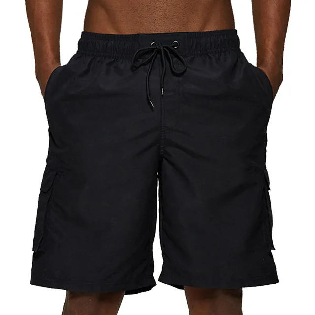 Новые мужские плавки с карманами пляжные купальники пляжные шорты для летней пляжной одежды с эластичной резинкой на талии пляжные шорты - Цвет: black