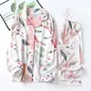 2022 Spring Leaves Printed Women's Pajama Cotton Plus Size Two-piece Set Brief Fashion Long Sleeve Home Clothes Female Sleepwear ► Photo 2/6