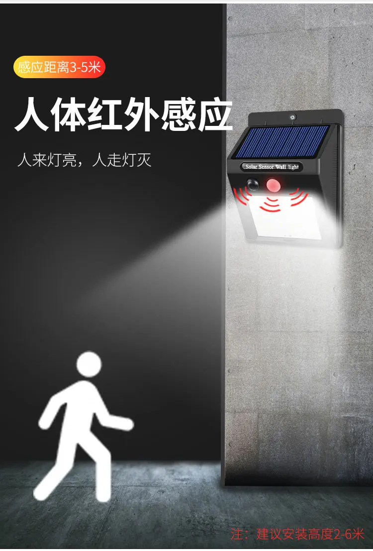 Solar Lights LED Infrared Sensor Lamp Landscape Courtyard Wall Lamp Garden Outdoor Waterproof Stairs Lighting Street Lamp