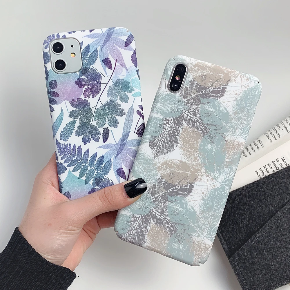 Винтажный чехол LOVECOM с листьями для телефона iPhone 12 Mini 11 Pro Max XR XS 6 6S 7 8 Plus X Матовый