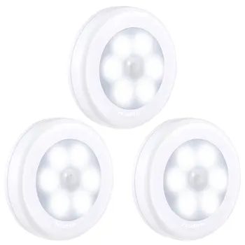 

3pcs Motion Sensor 6 LED Night Light for Kids Stick-Anywhere Wall Light for Halloween Hallway Closet Stairs Bathroom Lights