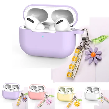

For AirPods Pro Case Korea Lace flower Keychain Earphone case luxury Ribbon flora silicon keyring headphone Cover Air Pods Pro 3