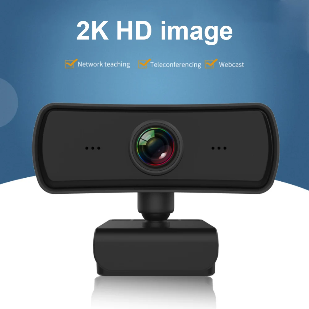Веб-камера для видеозвонков Full HD 2K с микрофоном и поворотом на 360 градусов |