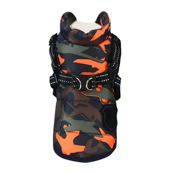 

Outdoor With Reflective Strip Adjustable Polyester Cute Pet Jacket Fashion Walking Zipper Closure Dog Clothes Soft Winter Warm