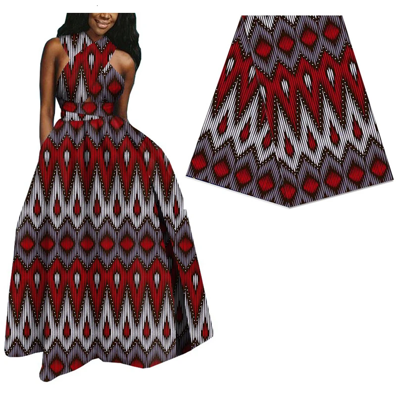 Красный бриллиант напечатанный Анкара Африканский настоящий воск ткань для женщин вечернее платье 6 ярдов нигерийский голландский настоящий воск ткань