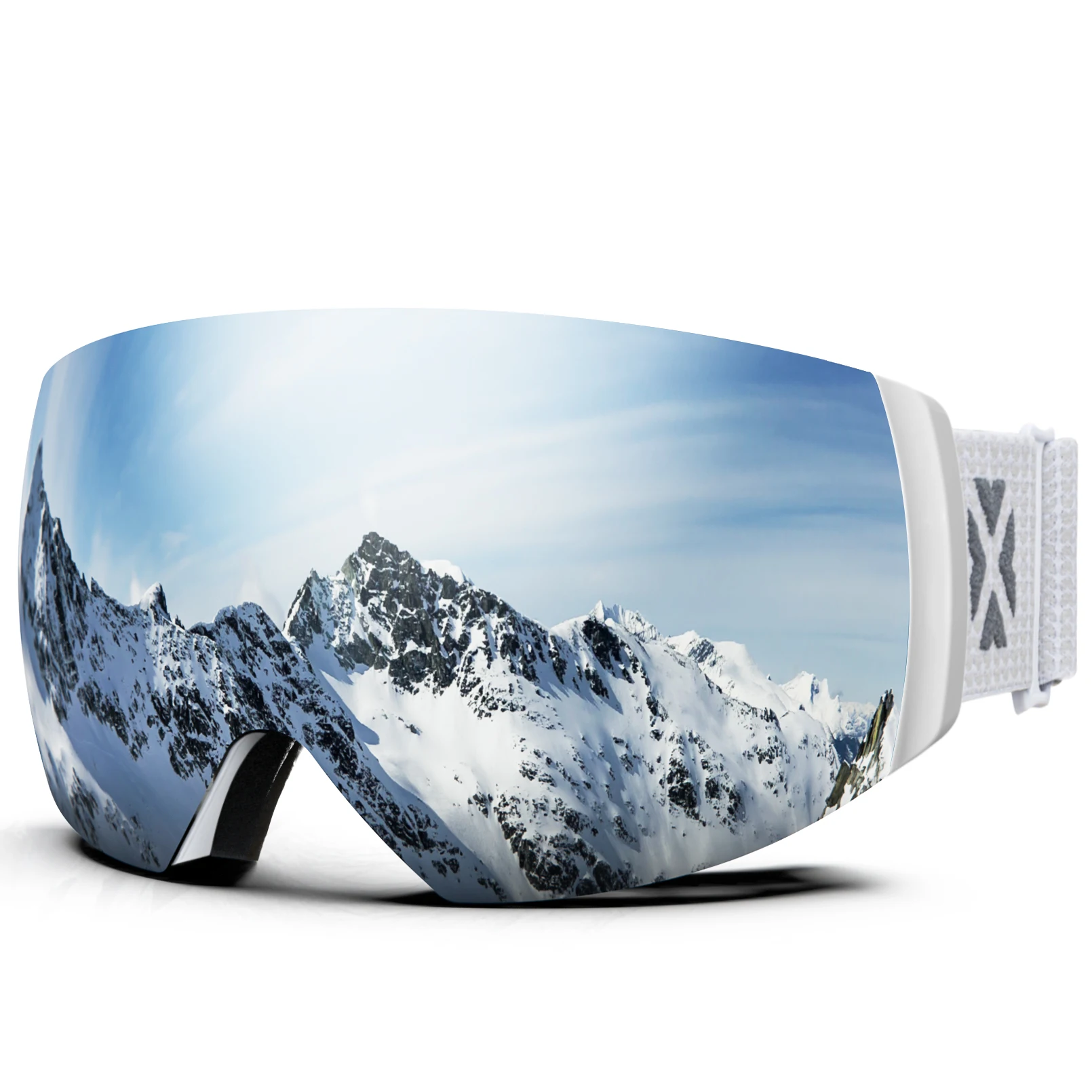 Professional Magnetic Ski Goggles with Double Layers and Anti-fog UV Protection