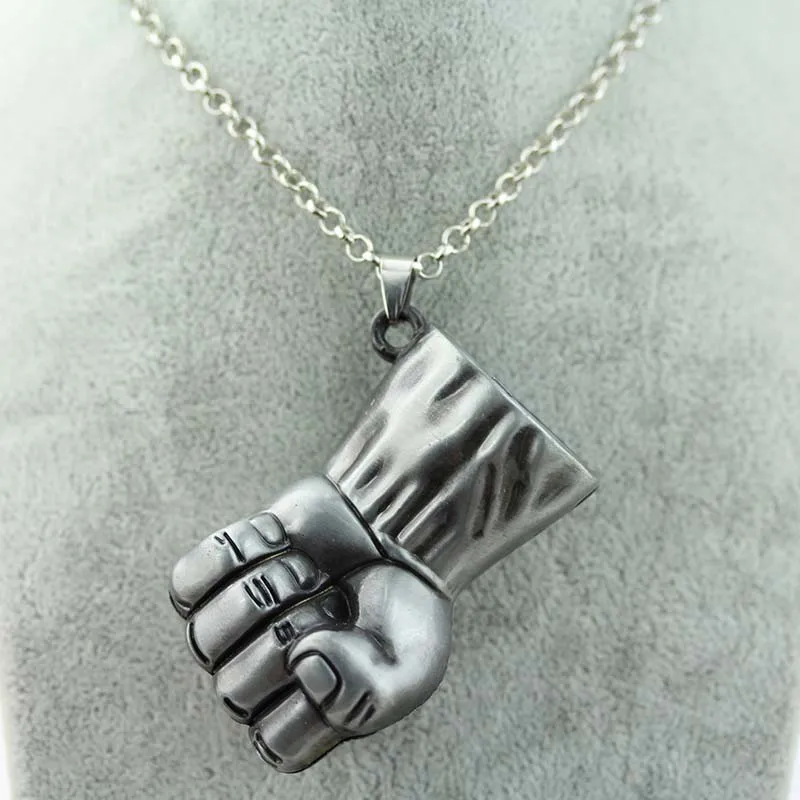 DC Marvel невероятный кулак Халка сплав кулон из фильма ювелирные изделия подарок цепочка на свитер - Окраска металла: silver