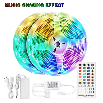 

Magic Dream Color Addressable RGB Music Sync LED Strip Light Chase Effect RF Remote 12V Running Color Christmas Atmosphere Rope