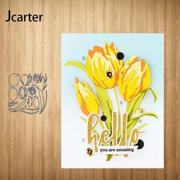 

Tulip Branch Flower Metal Cutting Dies Craft Stencil for Scrapbooking Handmade Tools Make Album Model Punch Blade Decor Template