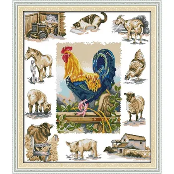 

Handmake Domesticated animals DIY Needlework DMC Counted Cross Stitch Kits Set for Embroidery Knitting Needles Craft hobby