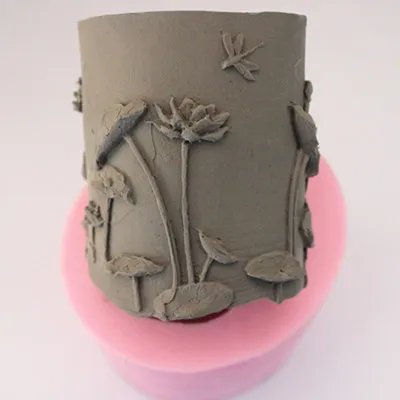 Лотос пруд 3D фея формы для свечей DIY мыло делая ремесленный Круглый Столб силиконовая Свеча Плесень