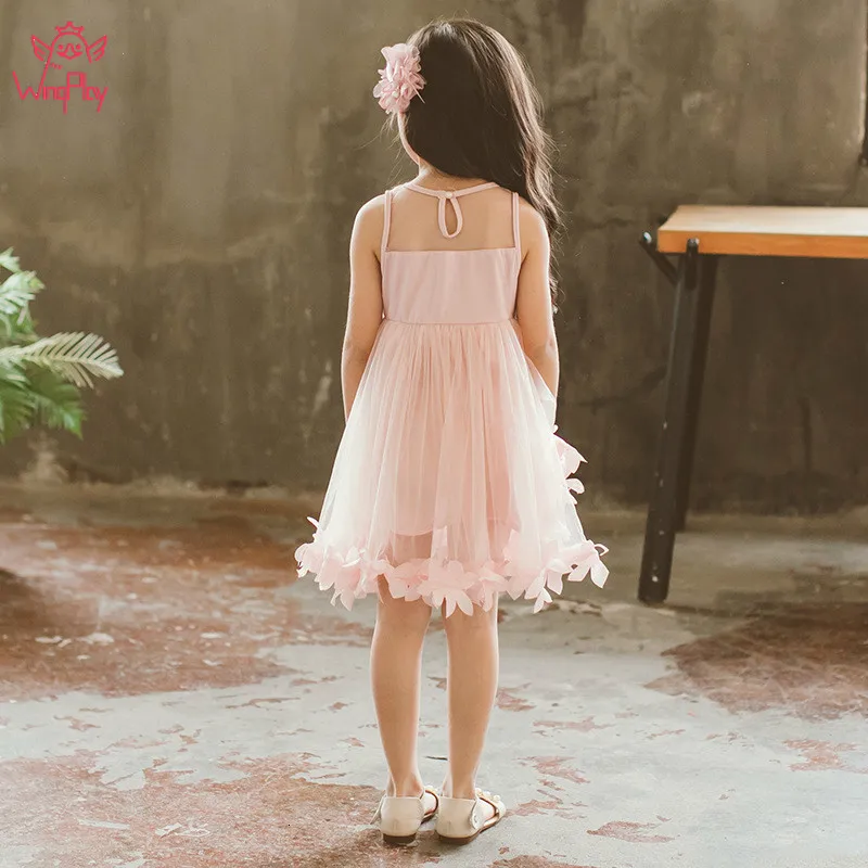 

Girls Dress 2019 New Summer Flower Princess Dress Pink Wedding Party Little Girl Dresses Children Summer Clothes Baby Girl Dress