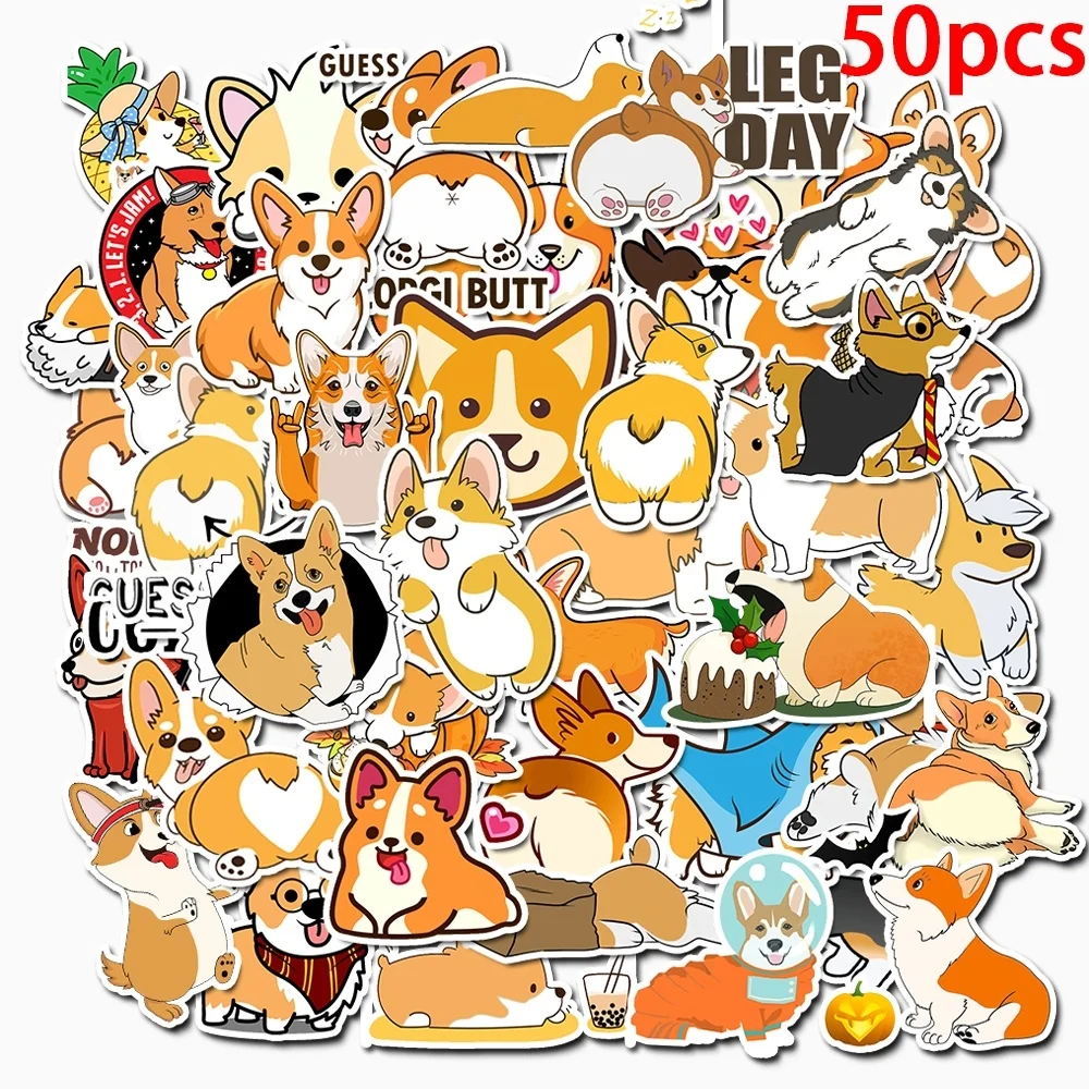 

50pcs Cute Husky Corgi Pet Dog Graffiti Stickers For Chidren Toy Waterproof Sticker to DIY Suitcase Laptop Bicycle Car Decals