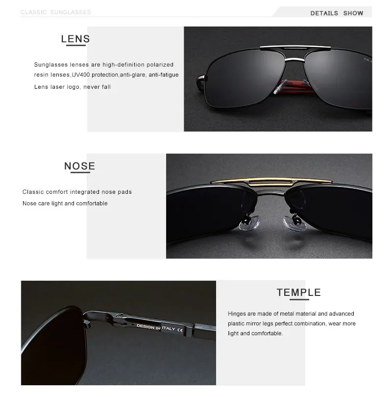 OLEY Мужские Винтажные алюминиевые поляризованные солнцезащитные очки Классические брендовые солнцезащитные очки с покрытием линзы для вождения для мужчин/женщин