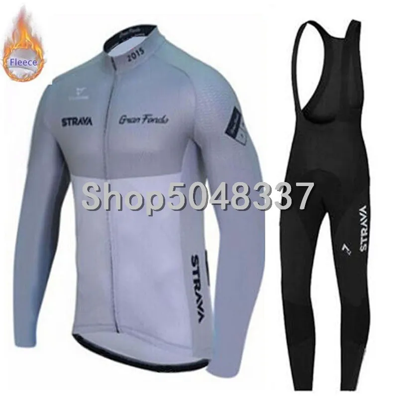 Ropa Ciclismo STRAVA Мужская велосипедная одежда с длинным рукавом MTB велосипед рубашки с бретелями брюки зимний термальный флис Велоспорт Джерси - Цвет: 2
