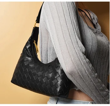 

Sheepskin shoulder Bags weave Ladies hobos bags Sheepskin on both sides including lining