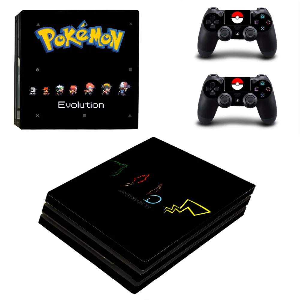 Pokemon Go Пикачу PS4 Pro наклейка для кожи виниловая наклейка для консоли Playstation 4 и 2 контроллера PS4 Pro наклейка для кожи