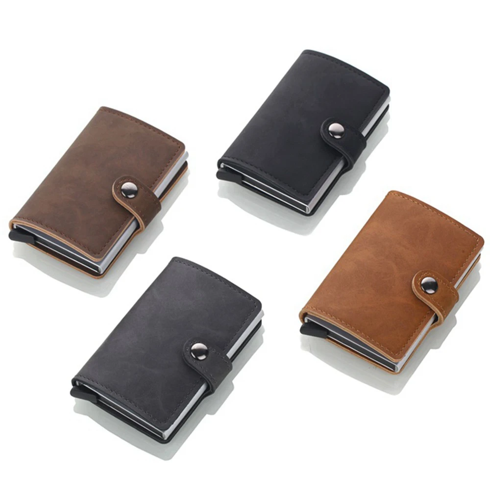 

1 Piece Pu Leather Aluminum Cizicoco New Arrival Business Credit Card Holder Metal RFID Card Box Wallet Vintage Unisex Purse