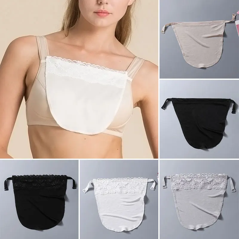 Women's Lace Mulberry Silk Cleavage Cover Up Camisole Solid Color Breathable Invisible Clip-on adjustable Tube top