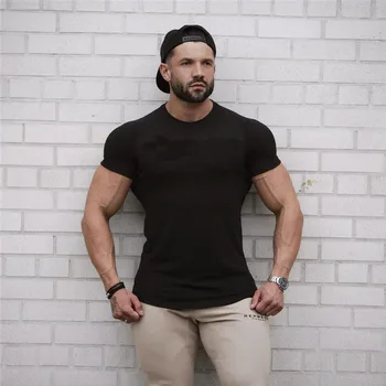 

gym Men's Sport Running T Shirt Quick Drying Short Sleeve Basketball Soccer Training Fitness muscle Gym Boy Tops Tee