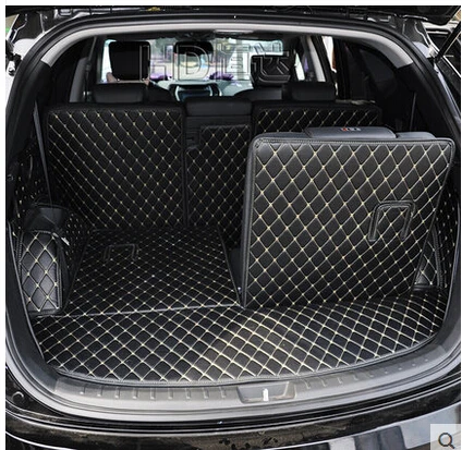 

No Odor Customized Full Covered Pu Leather Waterproof Cargo Rugs Non Slip Carpets Car Trunk Mats for Hyundai Santafe 7seats