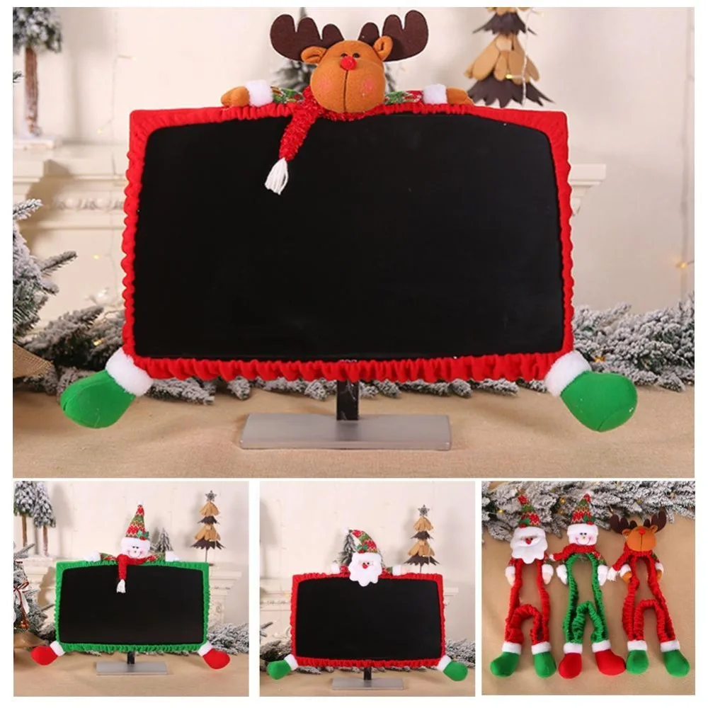 Рождественский компьютерный ЖК-монитор, защитная крышка для экрана, Рождественский Декор, праздничные украшения, вечерние принадлежности, Декор
