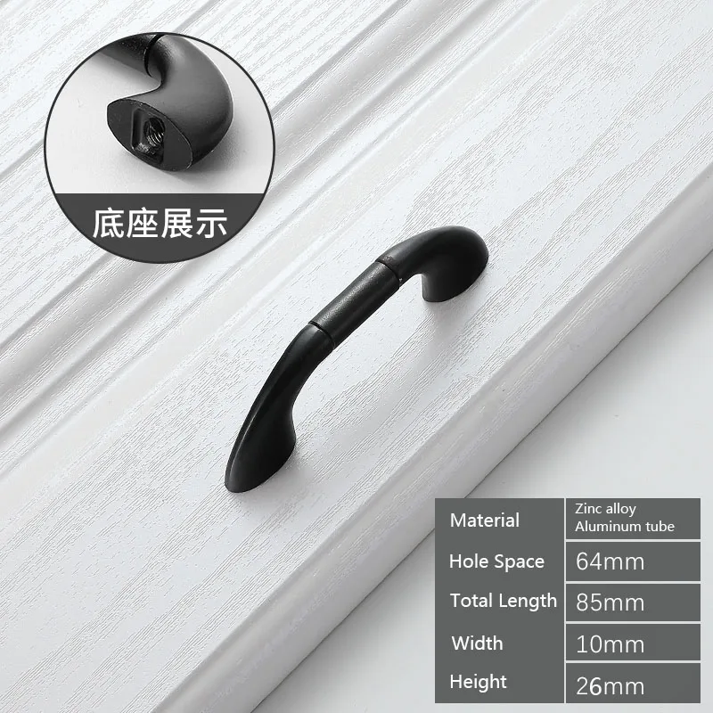 Sandy Black 64mm black gold silver metal knobs and handles for furniture modern drawer wardrobe kitchen door in Cabinet Pulls kids mini small - Цвет: Sandy Black 64mm
