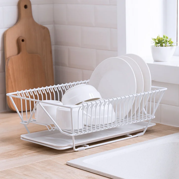 

High Capacity Multi-Function Kitchen Cutlery Storage Rack Cup Rack With Tray Steel Drain Bowl Rack kitchen Sink Organizer LF601