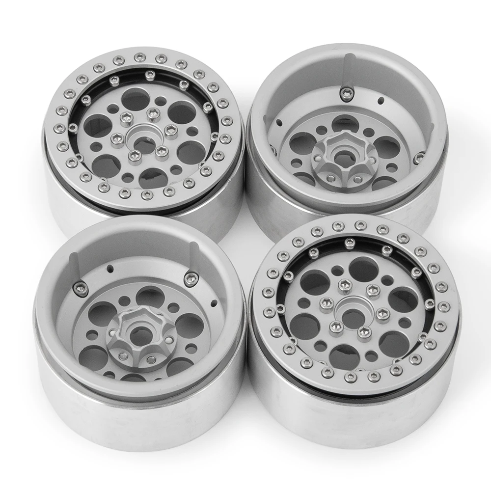 AXSPEED 1/10 RC Гусеничный 2,2 ''сплав Beadlock Колесные диски W/концентраторы 35 мм для Wraith AX90018 - Цвет: Sliver Black 4pcs