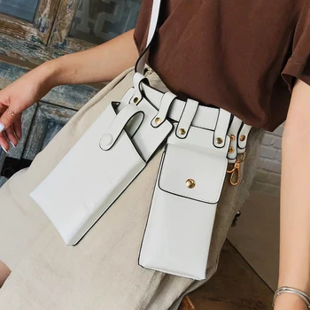 

Women Waist Bag Leather Waist Belt Bag Crossbody Chest Bags Girl Fanny Pack Adjustable Small Phone Pack Shoulder Strap Packs