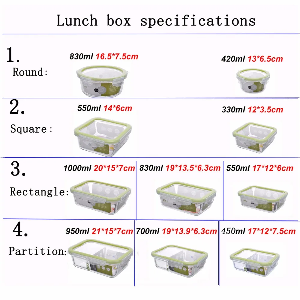 1700ml Bento Lunch Box Heat-resistance Food Box Microwave Oven