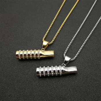 

2020 New Arrival 316L Stainless Steel Chain With Gold Color Iced Out Cigarette Holder Pendant Necklace for Men Hip Hop Jewelry