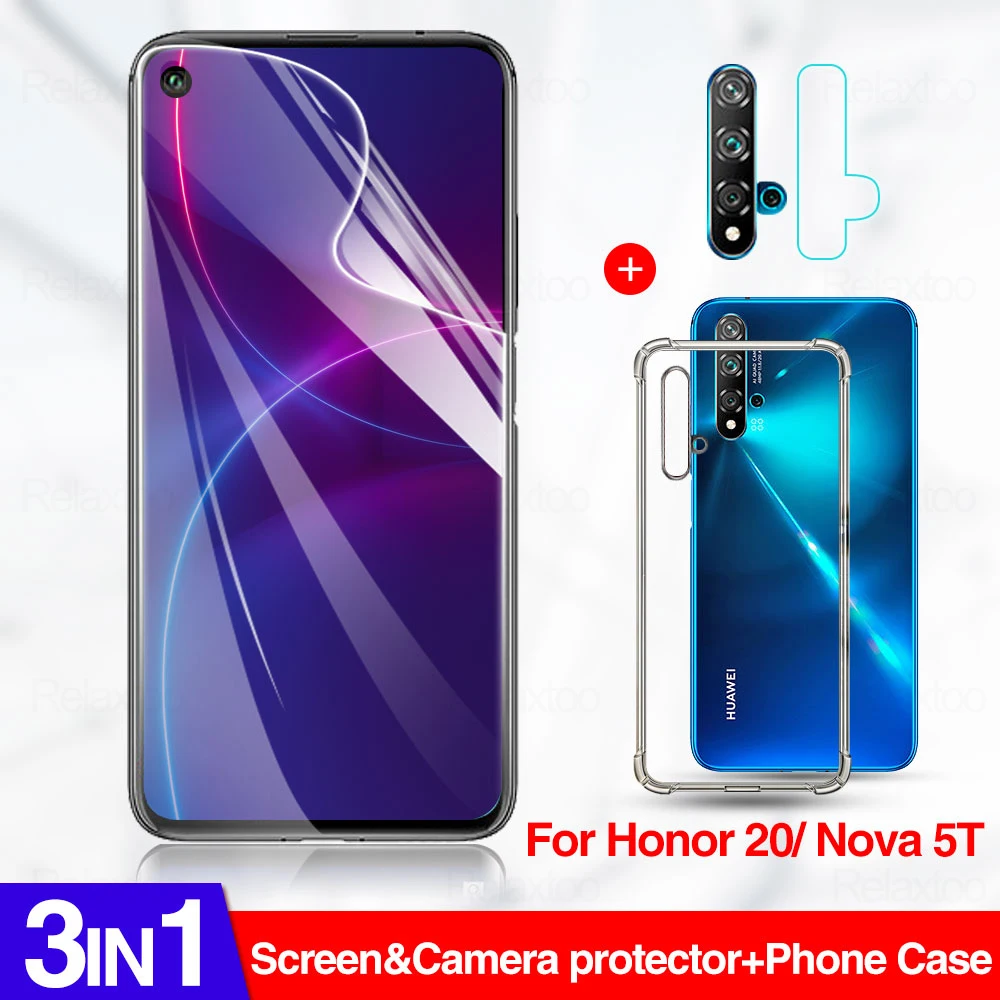 Гидрогелевая пленка 3 в 1 + чехол Lems для Huawei Honor 20 pro 9X 8a 8X 8S Y9S Y6S 2020 Y5 Y6 Y7 Y9 2019 |