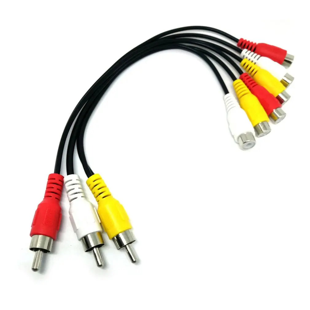 

3RCA Male Jack to 6RCA Female Plug NC XQIN 3RCA Male To 6RCA Female Plug Splitter Audio TV DVD Video Adapter AV Cable
