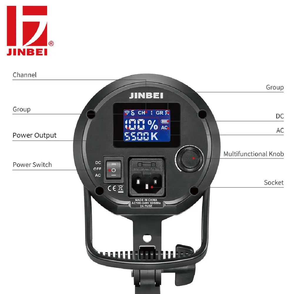 JINBEI EFII-60 60 Вт AC DC Светодиодный светильник для видео в комплекте 5500K CRI 95+ с регулируемой яркостью Bowens крепление для фотографии светильник ing с контроллером отражатель